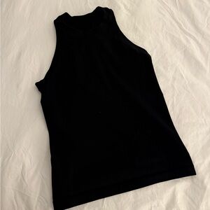 Athleta Black Ribbed High Neck Tank Top